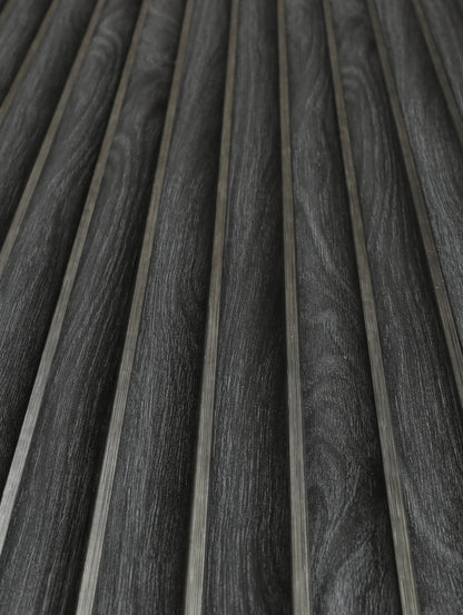 Charcoal Oak & Silver Fluted Slat Wall Panel - Lux Panels™